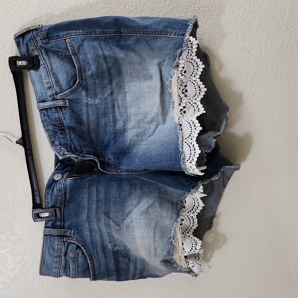 Torrid Jean shorts with lace trim